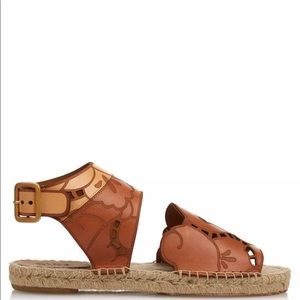 Chloe floral engraved espadrille strap flat sandal